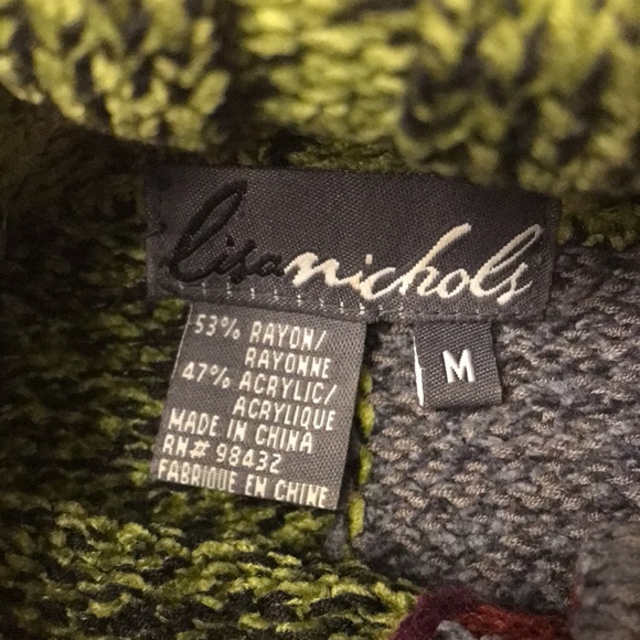 Lisa Nichols Chenille Cardigan Size M Green Colorful - Picture 5 of 9